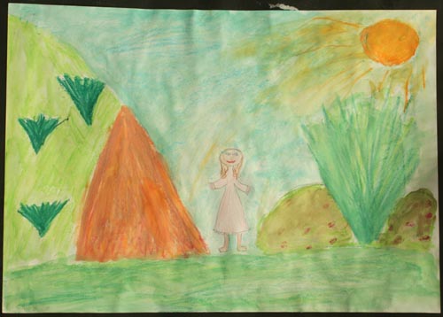 Thumbelina Farvel du klare sol, sagde hun og rakte armen højt op i vejret, gik også en lille smule udenfor