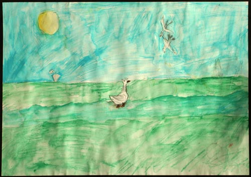 The Ugly Duckling En aften, solen gik så velsignet ned, kom der en hel flok dejlige, store fugle ud af buskene. Ællingen havde aldrig set nogen så smukke