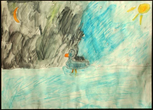 The Ugly Duckling Og vinteren blev så kold, så kold. Ællingen måtte svømme om i vandet, for at holde det fra at fryse